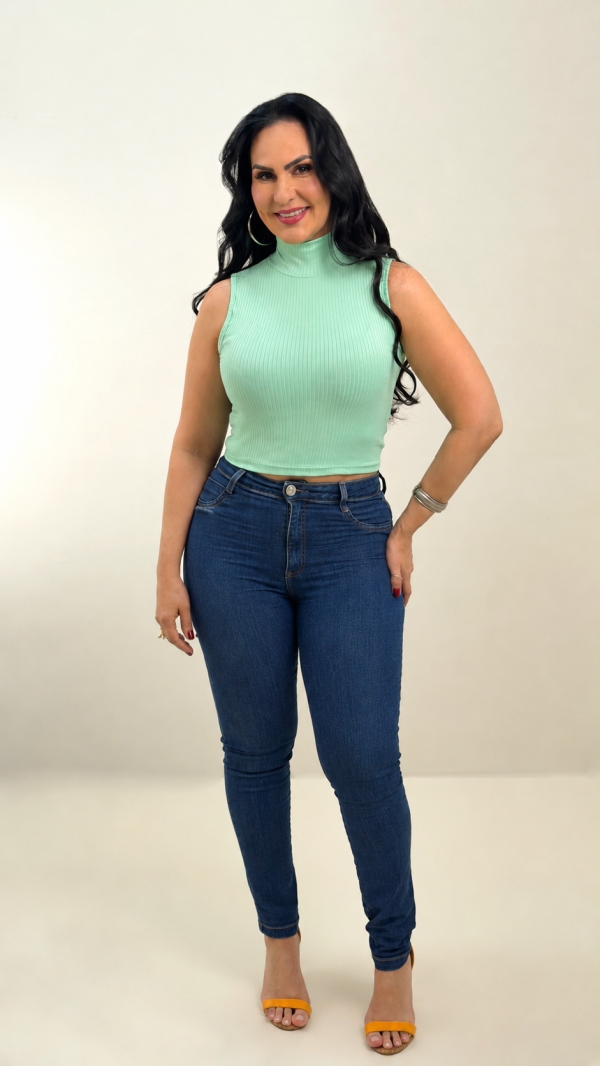 cropped blusa cavada gola
